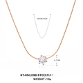 Collana in acciaio inossidabile oro rosa con ciondolo solitario scintillante da 0,7 cm - Collana a 6 griffe oro rosa / Oro rosa