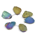 Irregular rainbow plated mineral stone slices with metallic golden and purple finish - 6 Pieces/Pack (22-28mm) / Electroplated Rainbow