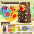 Magnetisches Specht-Spielzeugset mit bunten Raupen und Aufbewahrungstasche - 1 Baumstumpf + 2 Vögel + 20 Würmer + Rad + Beutel