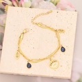 Pulsera dorada de varias capas con amuletos de ojo y piedras azules sobre piedra - Estilo de Doble Capa de Ojo del Mal y Gema Azul de Gota (4#)