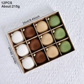 Lot de 12 boules de Noël floquées de 6 cm aux tons terreux de vert, brun et beige - 6cm-12 Pièces / Blanc Brun Vert Quadricolore
