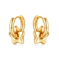 Polished gold stainless steel star dangle earrings with hoop closure for women - Gold Five-pointed Star