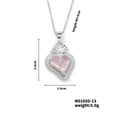 Collana in acciaio inossidabile con pendente a cuore, cristallo rosa e bordo argento - Argento Strass Rosa (N01050-13)