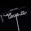 Silver love cake topper with heart and rhinestone design for romantic events - White Base Rhinestone Love Heart 5Pcs