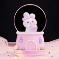 Pink My Melody musical snow globe featuring a Sweet House base and rotating lights - Medium 80mm Light + Snow / Pink White