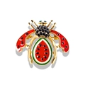 Retro bee brooch with watermelon pattern colorful enamel and crystal accents - Watermelon Insect