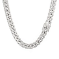 Grossa catena cubana in acciaio inossidabile argento con chiusura sicura a due lati - Collana Argento (KN226493-KFC)