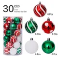30-piece Christmas tree ornament set featuring red, green and white 6cm decorative balls - 6cm Red and Green Barrel Balls (30pcs)