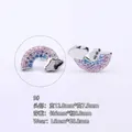 Clou d'oreille nuage arc-en-ciel en acier titane avec zircons dégradés rose violet bleu - (1 PC) 9# Arc-en-ciel - Argent