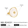 Detail view of flower ring dimensions and stainless steel material specifications - White Flower Style (NB-R24231)