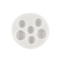 White silicone mold featuring 6 round cavities with textured patterns for candy making - 1# Grey A93 (6 Holes)