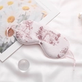 Pink silk-like sleep mask with red Toile de Jouy floral print and adjustable strap - Ink Landscape-Pink Pastoral