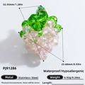 Grape-shaped green and pink glass crystal bead pendant with stainless steel finish - Green Pink Translucent Grape Pendant Only (Without Chain) (PJ91286)