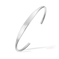 Macro detail of polished silver C-shaped open cuff bangle with reflective metallic finish - Minimalist Smooth C-Shape / Silver