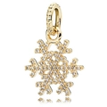 Pendentif flocon de neige doré avec cristaux sur surface blanche réfléchissante - Pendentif Flocon de Neige Doré (16#)