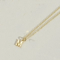 Polished gold initial M pendant with delicate cross chain necklace for women - Letter M(MXL2998)
