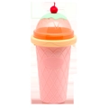 Pink ice cream shaped silicone slushy maker cup with cherry lid decoration and cone texture - Pink