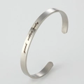 Silver stainless steel 6mm open cuff bracelet with 'good vibes only' engraved text - Silver G2522-good vibes
