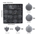 Set di 32 decorazioni natalizie grigie floccate con varie forme e finitura effetto velluto - Grigio