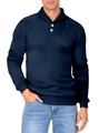 Maglione da uomo blu navy in maglia a nido d'ape con collo a scialle e bottoni - S / Blu navy