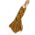 Handmade mustard yellow macrame keychain with cotton tassel and rose gold lobster clasp - Khaki