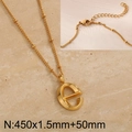 Golden capital letter E pendant necklace in stainless steel with bead chain detail - Gold Letter E (KN287026-Z)