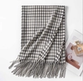 Bufanda gruesa con estampado de pata de gallo gris y blanco con flecos para invierno - 65*200cm / Pata de Gallo Gris
