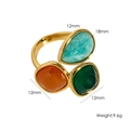 Luxuriöser 14K vergoldeter Titanring mit bunten blauen und orangefarbenen Zirkonsteinen - Mehrfarbig 19
