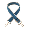 Detail of adjustable 3.8cm maze pattern wide strap with premium gold metal hardware - Lake Blue