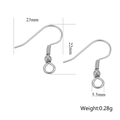Silver stainless steel spring earring hooks with ball for DIY jewelry making 23x22mm - Steel Color - Style G