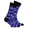 Detail of dark blue science socks featuring white math formulas and geometry tools - One Size / Dark Blue Mathematical Formula
