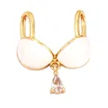 Exquisite gold-plated brass bra pendant with white enamel and a teardrop zircon stone - Bikini Shape-White