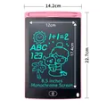 Pink 8.5 inch LCD writing tablet for kids with stylus and one-click erase button - 8.5 Inch Monochrome Screen / Pink