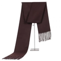 Classic dark brown solid scarf for men with fringes and thick warm fabric - Coffee