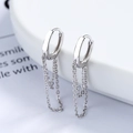 Lange Quastenkette-Ohrringe aus 925er Sterlingsilber im minimalistischen Dark-Style - 925er Silber / Silber