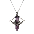 Macro detail of gothic Cupid's arrow pendant with a purple hexagonal crystal stone - Purple (Amethyst)