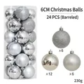 Set di 24 palline di Natale argento da 6cm con finiture lucide, opache e glitterate - 6cm Argento