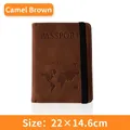 Earthy yellow PU leather passport cover with world map design and RFID blocking technology - Earthy Yellow