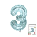 Light blue number 3 foil balloon with metallic finish and original retail packaging - 40-inch Jelly Blue 3-piece Set With Paper Card