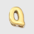 Golden 3D bubble letter Q charm with a polished mirror finish for custom necklaces - Letter Q / 14K Gold