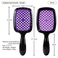 Compact purple and black hollow hair brush with heart design for detangling - Small Black Handle + Purple