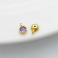 14K gold filled round bezel purple zircon pendant for DIY jewelry making - Single Loop 4*6mm / Purple