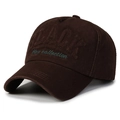 Dark brown washed cotton baseball cap with embroidered BLACK New Collection text - Adjustable / Coffee