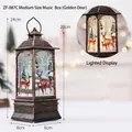 Bronze vintage Christmas lantern with golden elk pattern and warm light, 24cm height - Medium Music Style / Bronze (Gold Reindeer)