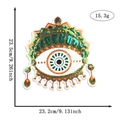 Μποέμ επίρραμμα Evil Eye με πούλιες, διαστάσεων 23,5 εκ. ύψος και 23,2 εκ. πλάτος - Πράσινο Πορτοκαλί Μποέμ Κακό Μάτι