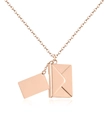 Collar de sobre en oro rosa con placa rectangular grabable y cadena tipo O-link - Grabado + Imagen / Oro rosa
