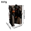 Gothic resin ghost book model with reaper figurine and glowing lantern decoration - Skull Pattern