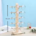 Single-row 5-tier pine wood display stand for optical glasses and sunglasses - Single Row 5 Pairs