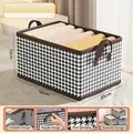 Extra large houndstooth fabric storage box with handles in black and brown finish - XXL Huge (50x35x32cm) / Black Houndstooth