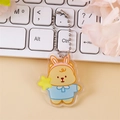 Cute cream yellow bear acrylic keychain with blue shirt and silver bead chain accessory - Star & Bear